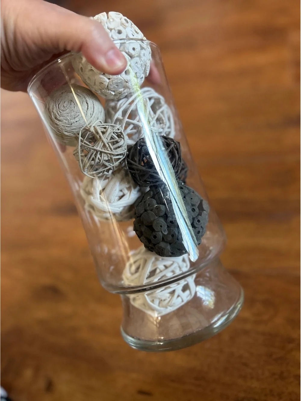 Decorative Glass Vase with Natural Textured Balls